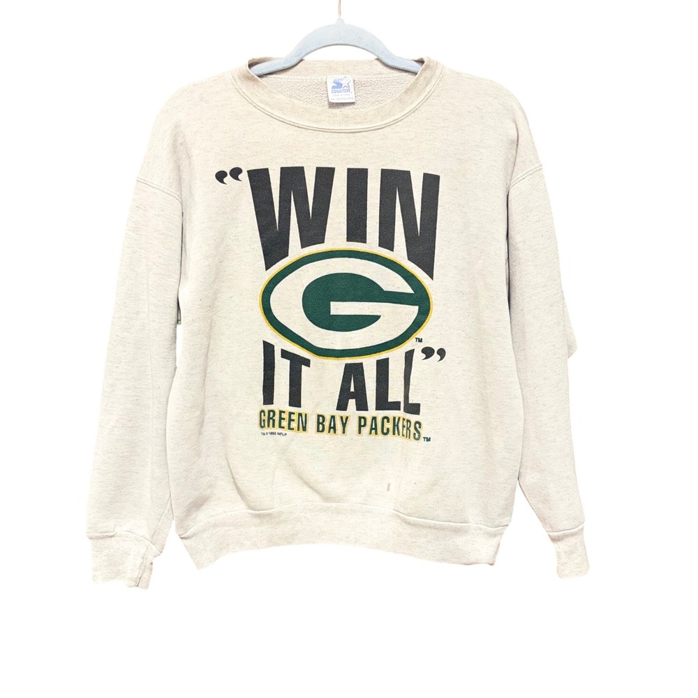 Vintage 1995 Starter Green Bay Packers Win It All Sweatshirt Youth 14-16 USA
